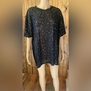 women’s star, sheer shirt, size large